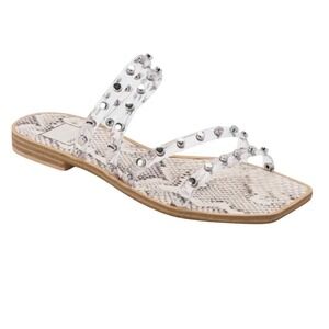 DOLCE VITA Izabel Snakeskin Print Studded Clear Strap Sandals Women's SZ 6.5 EUC